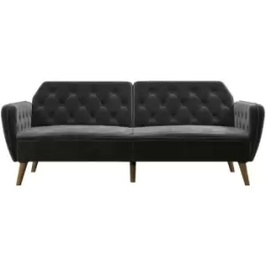 Image of Tallulah Futon Sofa Bed Split Back Memory Foam Grey Velvet By Novogratz