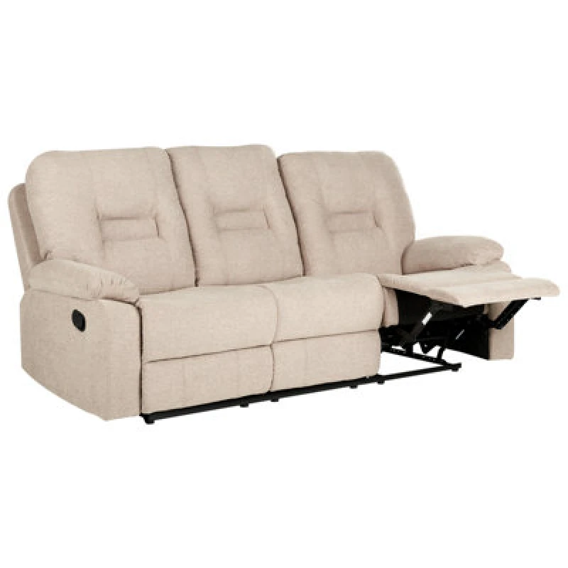 Image of Beliani Manual Recliner Sofa 3 Seater Bergen Fabric Beige