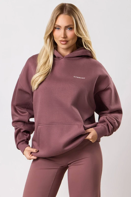 Image of GYM KING Womens 365 Relaxed Fit Hood Brown Plum Size: 12 Brown Female 12