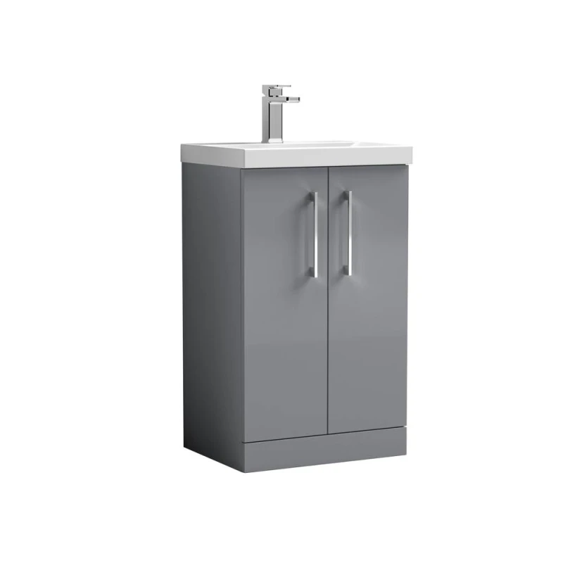 Image of Balterley Modern Bathroom 2 Soft-Close Door Vanity Unit Basin, Satin Grey, 500mm in Grey Grey Unisex