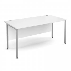 Image of Maestro 25 SL Straight Desk 1600mm x 800mm - Silver H Frame White top