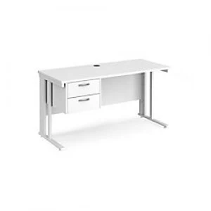 Image of Maestro 25 Cable Managed Desk with Two Drawer Pedestal 600mm Oak