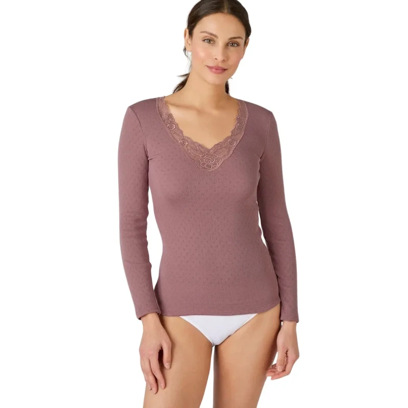 Image of DAMART Thermolactyl Long Sleeve T-Shirt, Grade 4 dusty pink Women XS;XL