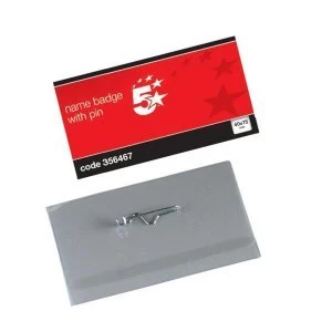 Image of 5 Star Office Name Badges Landscape with Pin 40x75mm Pack 100