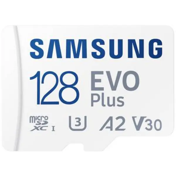 Image of Samsung EVO Plus microSD card Retail 128GB UHS-I, v30 Video Speed Class, A2 Application Performance Class incl. SD adapter MB-MC128SA/EU