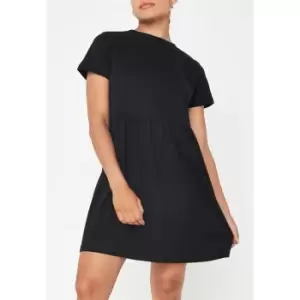 Image of Missguided Short Sleeve Smock Mini Dress - Black