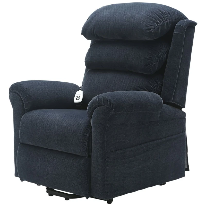 Image of Loops Dual Motor Rise and Recline Armchair - Waterfall Pillow - Blue Chenille Fabric Multi