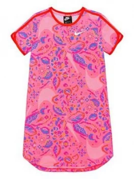 Image of Nike Girls NSW Swoosh Dress Future Femme - Pink Print, Pink Print, Size L, 12-13 Years