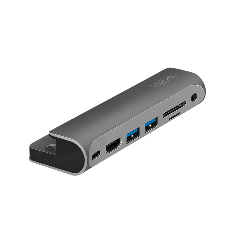 Image of LogiLink UA0385 laptop dock/port replicator USB Type-C Black. Silver