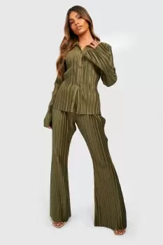 Image of Plisse Flared Trousers