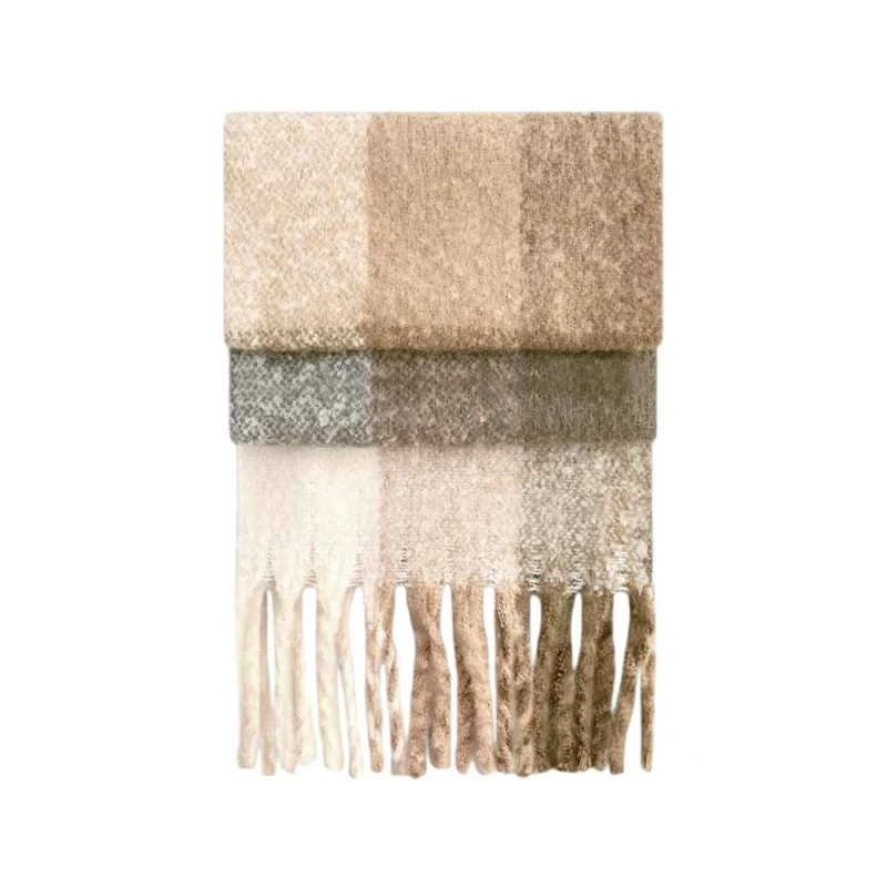 Image of Beechfield Mens Checkered Fluffy Scarf in Brown Brown Male One Size