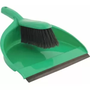 Image of Plastic Dustpan & Stiff Brush Set Green - Cotswold
