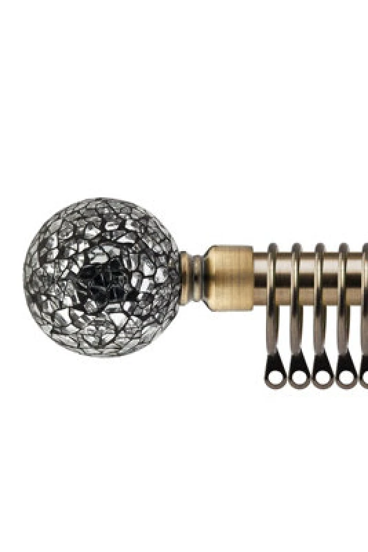 Image of 16-19mm Mirrored Extendable Metal Curtain Pole Set Brass 120-210Cm