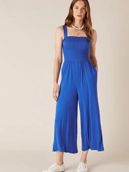 Image of Monsoon Plain Jersey Jumpsuit - Blue Size L, Women