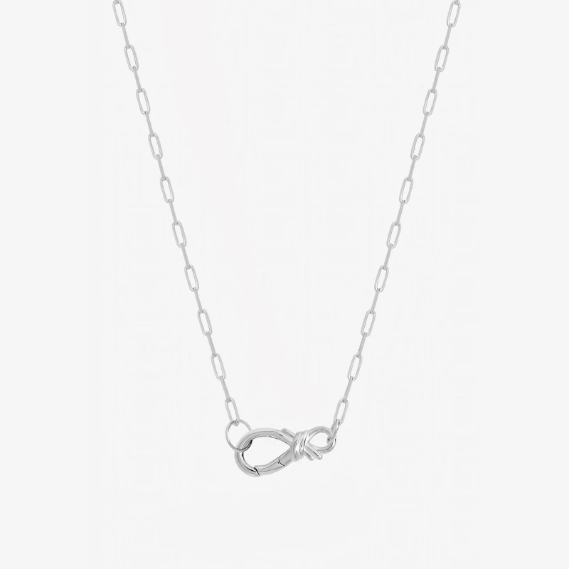 Image of Inicio Sterling Silver Plated Clasp Necklace - Gift Pouch Pendant Necklaces One Size Silver 40036811000