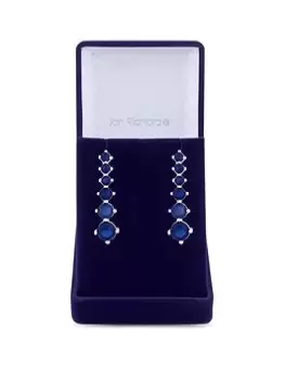 Image of Jon Richard Rhodium Cubic Zirconia Sapphire Tennis Earrings - Gift Boxed, Silver, Women