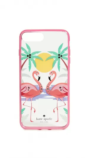 Image of Kate Spade New York Jeweled flamingo iPhone case Clear