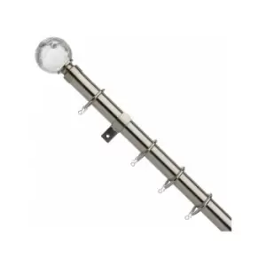 Image of Universal Crackled Glass 16 - 19mm Metal Telescopic Extendable Curtain Pole Set, Satin Steel, 180 - 320cm