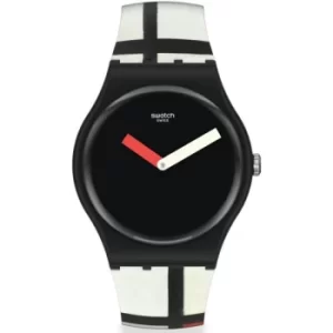 Image of Unisex Swatch Red Blue And White Pompidou Watch