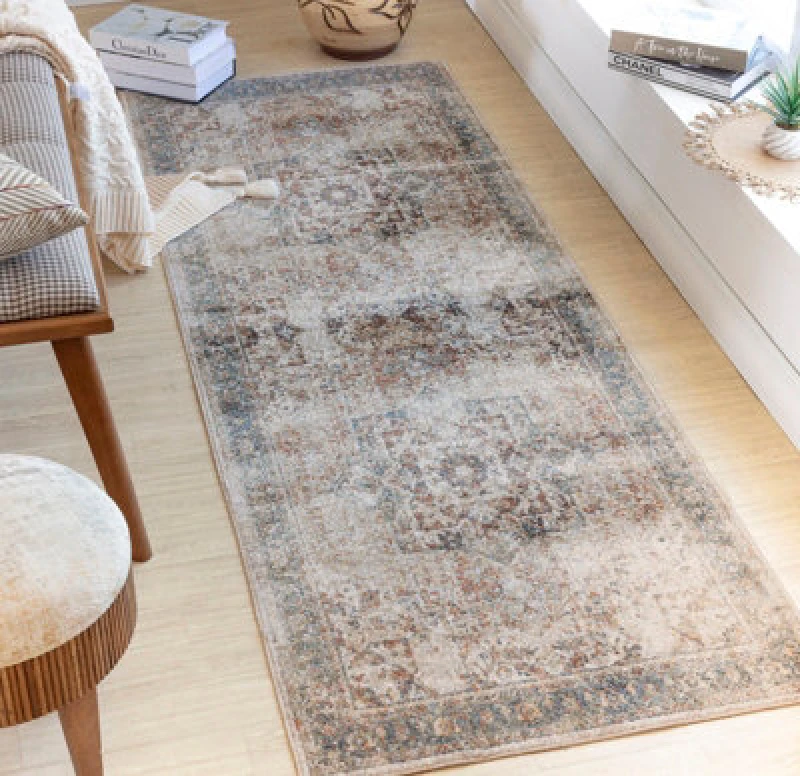 Image of Livabliss Machine Washable Oriental Boho Burnt Orange Alora Runner Rug 80 X 220 Cm - Easy Care, Ideal For Hallway Or Beside The Bed
