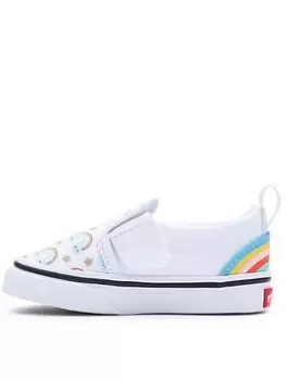 Image of Vans Slip-on Rainbow Toddler Trainers - White, Size 7 Younger