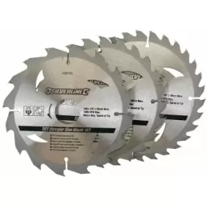 Image of Tct Circular Saw Blades 16, 24, 30T 3pk - 160 x 30 - 20, 16, 10mm Rings - Silverline