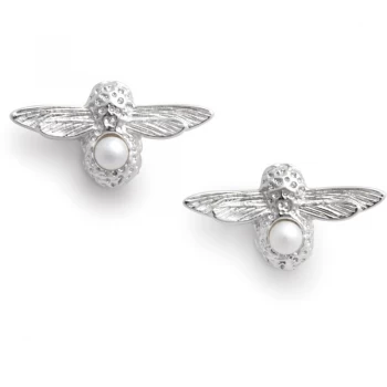 Image of Celebration Stones Bee Studs Silver & Pearl Earrings