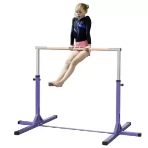 Image of Jouet Kids Adjustable Horizonal Gymnastics Bar with Steel Frame & Wood Bar - Purple