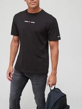 Image of Tommy Jeans Small Text T-Shirt - Black Size M Men