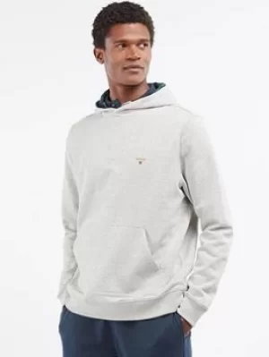 Image of Barbour Campus Tartan Overhead Hoodie, Grey Marl, Size S, Men