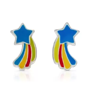 Image of JG Signature Silver Enamel Shooting Star Stud Earrings