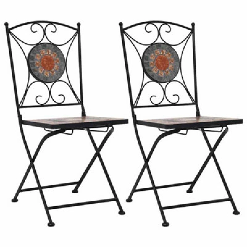 Image of Vidaxl Mosaic Bistro Chairs 2 Pcs Orange/grey