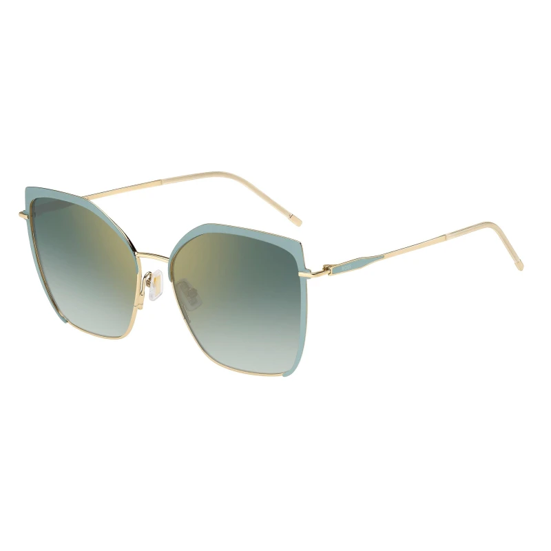 Image of Boss Womens Rectangular Sunglasses Gold Green female 58 cm