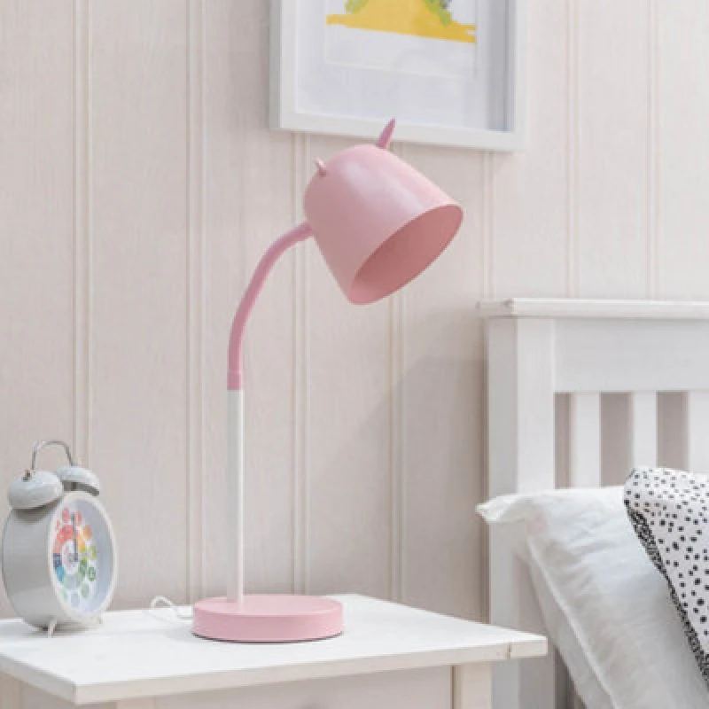 Image of ValueLights Unicorn Table Lamp Desk Light Adjustable Flexi Neck Integrated LED Reading Light Pink
