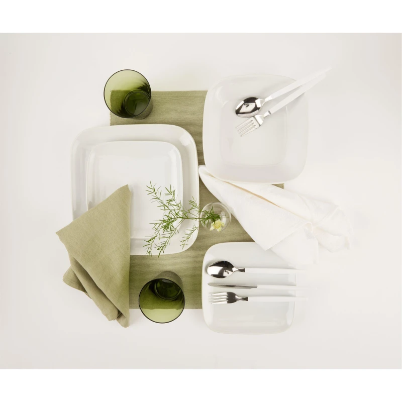 Image of 12 Piece Darby Square Dinner Set - White 06208