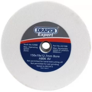 Image of Draper 150 x 19mm Grinding Wheel 80 Grit
