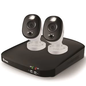 Image of Swann CCTV System - 4 Channel 1080p DVR with 2 x 1080p Warning Light Bullet Cameras & 1TB HDD - works with Google Assist