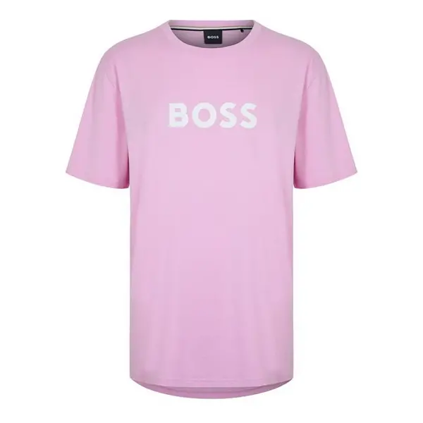 Image of Boss Logo Print T-Shirt - Pink L