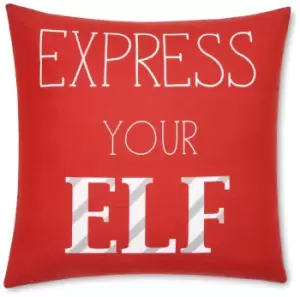 Image of Catherine Lansfield Express Your Elf Cushion - Red - 45x45cm