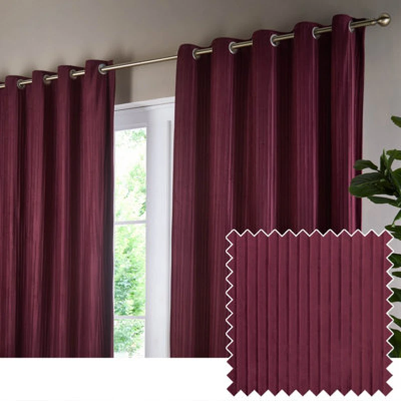 Image of Paoletti Paoletti Corinthian Velvet Room Darkening Eyelet Curtains in Dark Red Size: 117cm width x 183cm drop Dark Red 117cm width x 183cm drop Unis