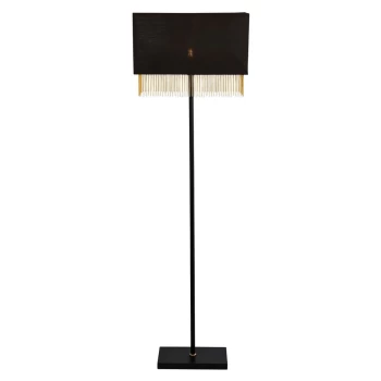 Image of 1 Light Floor Lamp - Black Shade With Gold Chain