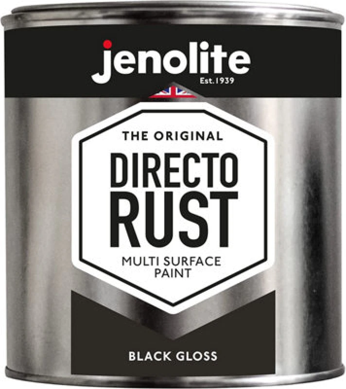 Image of Jenolite Directorust All-in-One Multi Surface Paint - Black Gloss - 1L