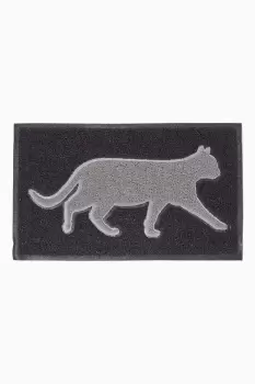 Image of Grey Cat Silhouette Recycled Rubber Doormat