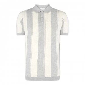 Image of Calvin Klein Stripe Rugby Polo Shirt - Grey 921