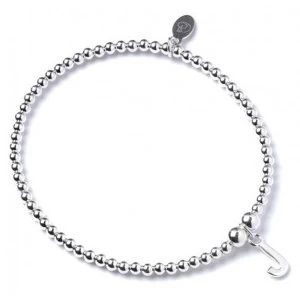 Image of Initial J Charm with Sterling Silver Ball Bead Bracelet