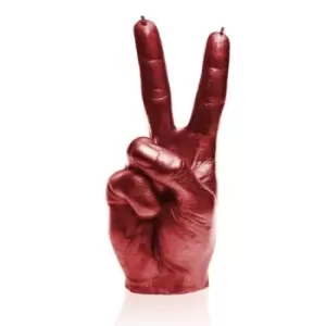 Image of Hand Peace Sign Candle &ndash; Red Metallic