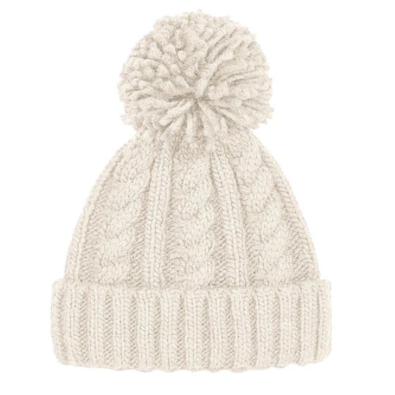 Image of Beechfield Beechfield Men Unsiex Cable Knit Melange Beanie in Beige Beige One Size Male 5059000427787
