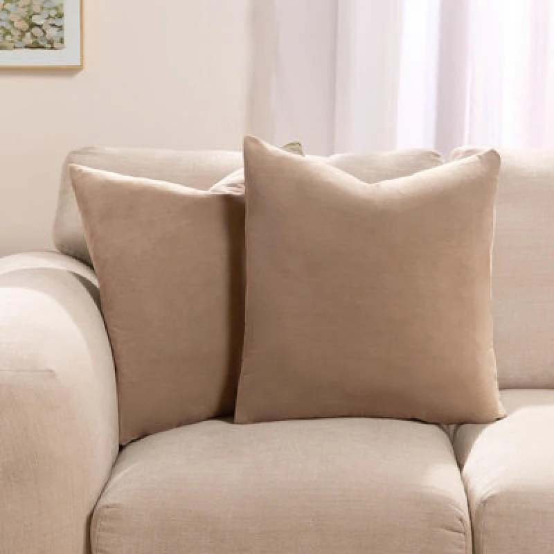 Image of OHS OHS 2 x Matte Velvet Cushion Covers in Natural Size: 45cm x 45cm Natural 45cm x 45cm Unisex 5027434205691