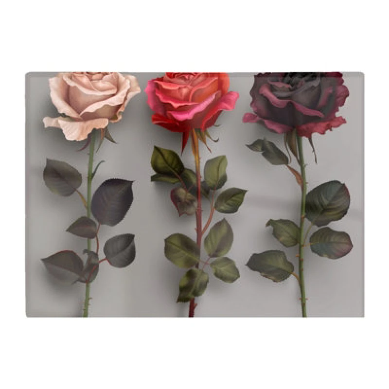Image of Warren Reed Designer 3 Red And Pink Roses Chopping Board