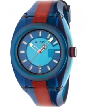 Image of Gucci Sync XXL Blue Dial Blue and Red Rubber Strap Mens Watch YA137112 YA137112